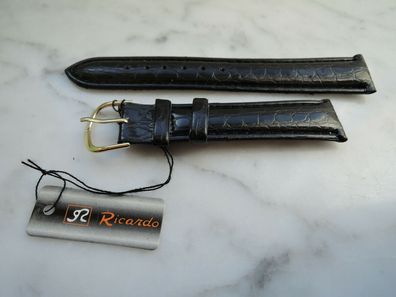 Leder-Uhrenarmband Ersatzband schwarz 18mm b315