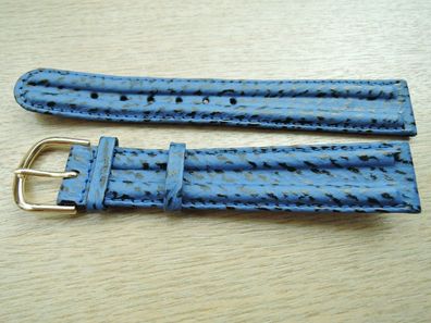 XL Leder Uhrenarmband Hai blau 18 mm b26