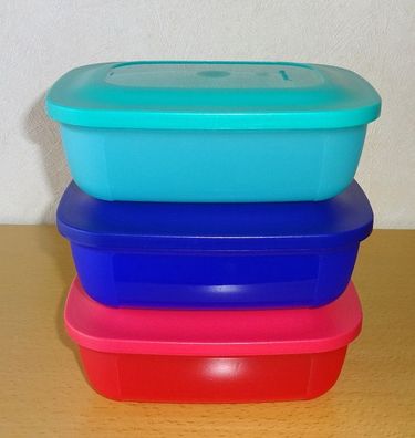 Tupperware® * * Rechteckige Kühlschrankbehälter (3) á 500 ml * * Rot/ Blau/ Türkis