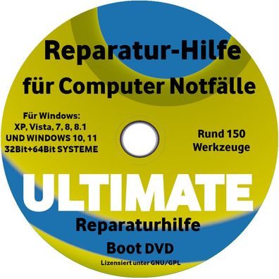 Ultimate Boot & Repair CD DVD für Win 7 8 10 Vista XP Passwort vergessen?