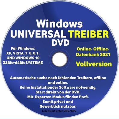 Universal Computer & Notebook/ Laptop Treiber CD DVD für Win 10 8 7