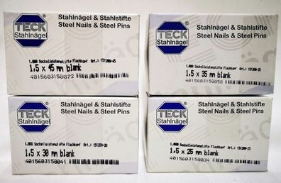 1000 Stahlnägel Stahlstifte 4 Formate Leistenstifte Flachkopf Steel Pins + Nails