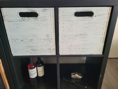 2er set Holzbox Vintage Weiss Regalkiste passend für Ikea Kallax und Expeditregal ...