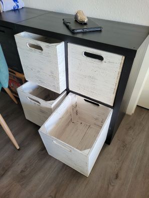 4er set Holzbox Vintage Weiss Regalkiste passend für Ikea Kallax und Expeditregal ...