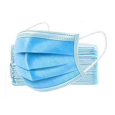 Einweg Maske Mundschutz Maske 3-lagig Atemschutz Gesichtsmaske Hygienemaske blau