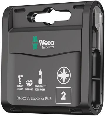 Wera Bit-Box 15 Impaktor PZ, PZ 2 x 25 mm 15-teilig 05057763001 Impaktor Bits
