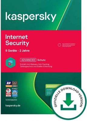 Kaspersky Internet Security 2021/2022, 5 Geräte - 2 Jahre, Download