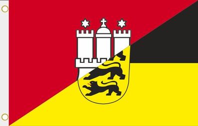 Fahne Flagge Hamburg - Baden-Württemberg Hissflagge 90 x 150 cm
