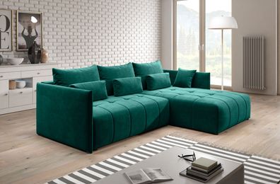FURNIX Sofa YALTA Couch ausziehbar mit Bettkasten und Kissen Schlafsofa MH 37