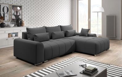 FURNIX Eckcouch LORETA Sofa L-Form Schlafsofa Couch mit Schlaffunktion GRAU MT99