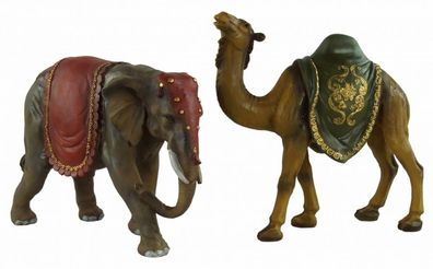 Handbemalte Krippenfiguren Elefant und Kamel 2-tlg., ca. 25 cm, T 017