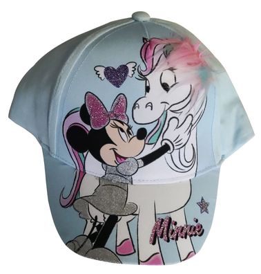Disney Minnie Mouse Kappe Basecap Mütze Minnie mit Pony, Glitzer für Kinder hell