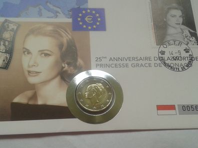 Numisbrief 2 euro 2007 Monaco Grace Kelly Gracia Patrizia Numisbrief Spitzenerhaltung