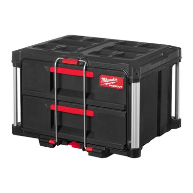 Milwaukee Packout Koffer mit 2 Schubladen Werkzeugkoffer, stapelbare Kiste, Box