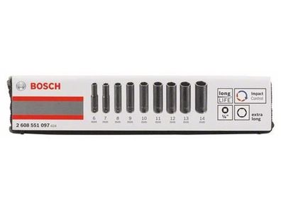 Bosch 9tlg. Steckschlüsseleinsätze-Set 50 mm; 6, 7, 8, 9, 10, 11, 12, 13, 14 mm