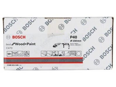 Bosch Schleifblatt Papier C470, 50er-Pack 150 mm, 40