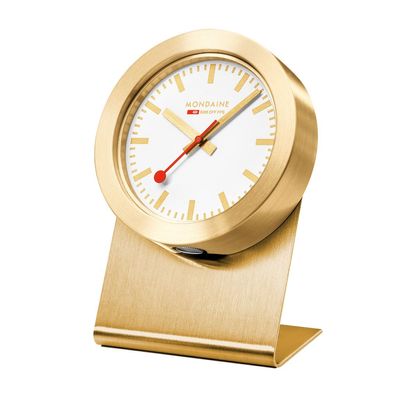 Mondaine A660.30318.82SBG Magnet Clock als Tisch oder Anheftuhr goldfarben 50mm