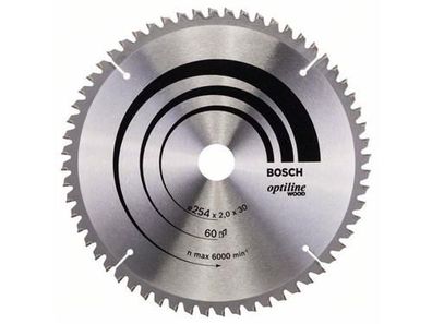 Bosch Kreissägeblatt Optiline Wood 254 x 30 x 2,0 mm, 60