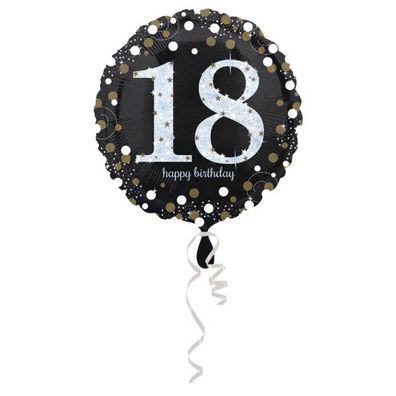 Amscan Anagram Sparkling Birthday Folienballon 18. Geburtstag Rund 43cm