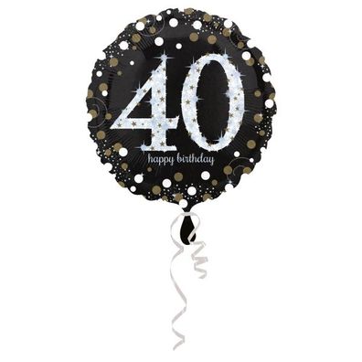 Amscan Anagram Sparkling Birthday Folienballon 40. Geburtstag Rund 43cm