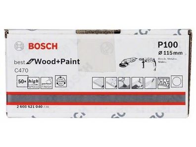 Bosch Schleifblatt Papier C470, 50er-Pack 115 mm, 100