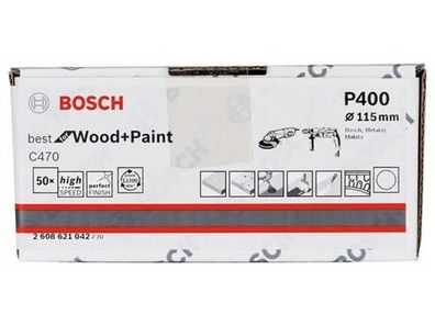 Bosch Schleifblatt Papier C470, 50er-Pack 115 mm, 400