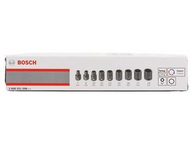 Bosch 9tlg. Steckschlüsseleinsätze-Set 30 mm; 7, 8, 10, 12, 13, 15, 16, 17, 19 mm