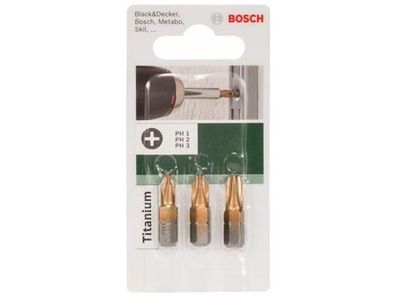 Bosch 3tlg. Schrauberbit-Set Titanium (PH)