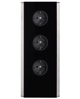 Küchensteckdose Power Eck, 3-fach Steckdosenleiste mit Glas, schwarz