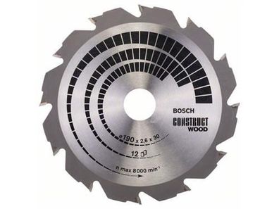 Bosch Kreissägeblatt Construct Wood 190 x 30 x 2,6 mm; 12
