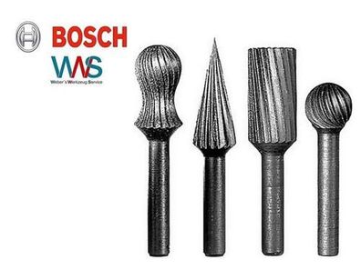 Bosch 4 tlg. Freihand Fräser Set für Eisen, Holz und Buntmetalle Fräsfeilen