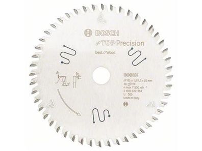 Bosch Kreissägeblatt Top Precision Best for Wood 165 x 20 x 1,8 mm, 48