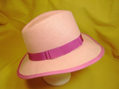 Sommerhut zeitlos schlichter Damenhut Paperstroh rose mit pink