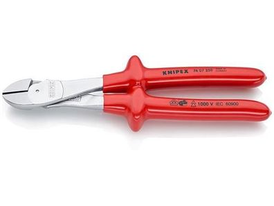 Knipex Kraft-Seitenschneider verchromt tauchisoliert, VDE-geprüft 250 mm