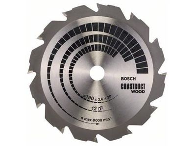 Bosch Kreissägeblatt Construct Wood 190 x 20/16 x 2,6 mm; 12
