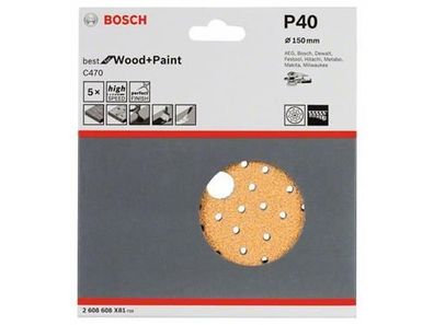 Bosch Schleifblatt C470, 5er-Pack 150 mm, 40