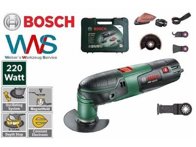 Bosch PMF 220 CE Multicutter Set + 3 Sägeblätter + Schleifplatte im Koffer Neu!