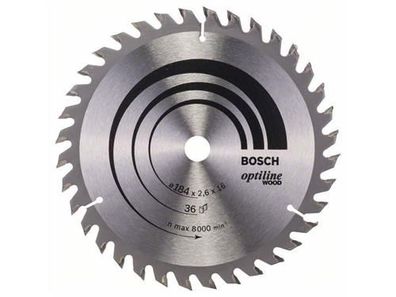 Bosch Kreissägeblatt Optiline Wood 184 x 16 x 2,6 mm, 36