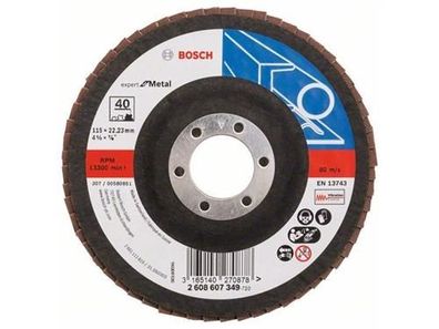 Bosch Fächerschleifscheibe X551, Expert for Metal D = 115 mm; K = 40, gewinkelt
