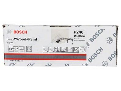 Bosch Schleifblatt Papier C470, 50er-Pack 150 mm, 240