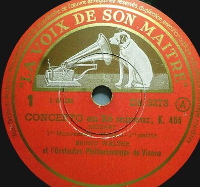 BRUNO WALTER "Concerto en Ré mineur, 466 (Mozart)" HMV 1937 3 x 78rpm 12"