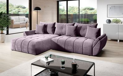 FURNIX Ecksofa Calvani Schlaffunktion Bettkasten Kissen Couch L-Form modern MH62