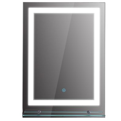 kleankin® LED Badspiegel Badezimmerspiegel mit Beleuchtung Glas-Ablage 22W 70 x 50 cm