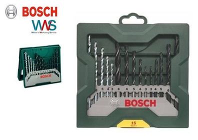 Bosch Mini X-Line 15 tlg. Stein Holz Metall Bohrer-Set