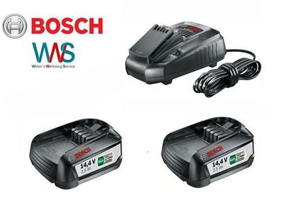 Bosch Starterset 2x Akku PBA 14,4V 2,5 Ah + Ladegerät AL 1815 passend auch für ...