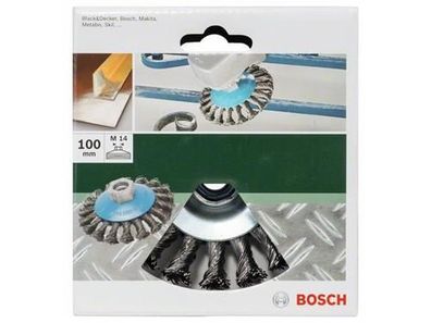 Bosch Kegelbürste für Winkelschleifer und Geradschleifer – Gezopfter Draht, 100 mm