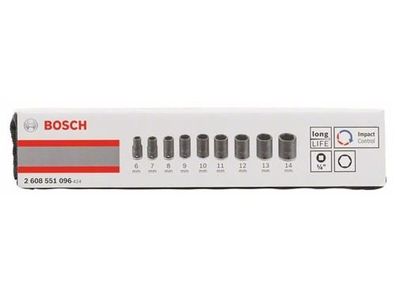 Bosch 9tlg. Steckschlüsseleinsätze-Set 25 mm; 6, 7, 8, 9, 10, 11, 12, 13, 14 mm