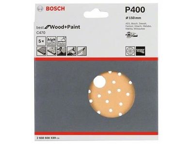 Bosch Schleifblatt C470, 5er-Pack 150 mm, 400