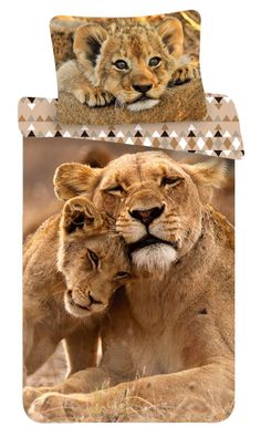 Kinder Erwachsenen Bettwäsche Löwen Paar Wildnis 140x200 Bettbezug 70x90 cm Kopf