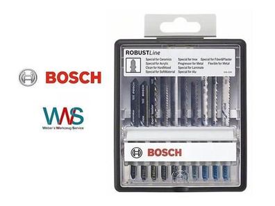 Bosch 10tlg. Robust Line Stichsägeblatt-Set Top Expert T-Schaft T 130 RIFF; T 118 ...
